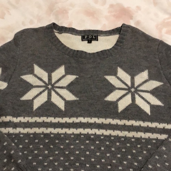 POL Grey Winter Snowflake Fair Isle Sweater - Picture 8 of 10